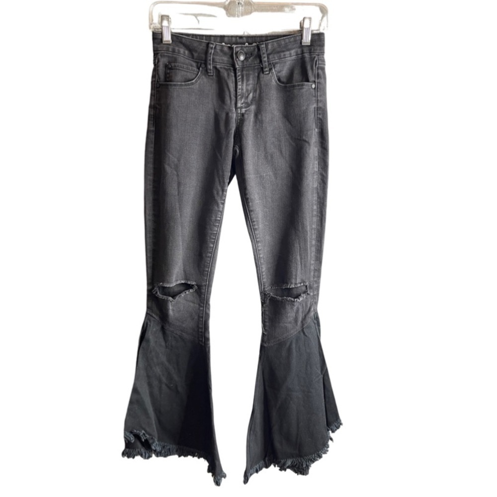 Articles of society blackish gray denim flare split crop jeans size 23